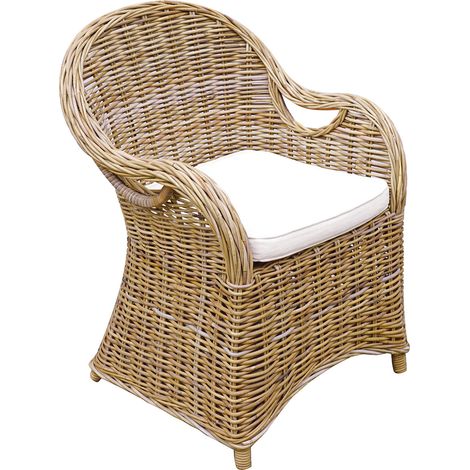 Poltrona da Giardino 62x65xH86 cm Semarang Fibra in Grey Kubu Naturale con Cuscino