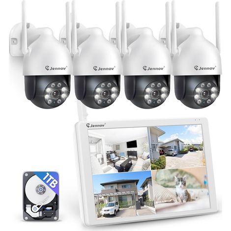 5MP PTZ Kit Caméra Surveillance WiFi Extérieure avec Moniteur, 10CH 5MP NVR 1TB HDD, HD IP Vision Nocturne Couleur, Détection Humaine, Audio Bidirectionnel, Suivi Automatique (1/5)