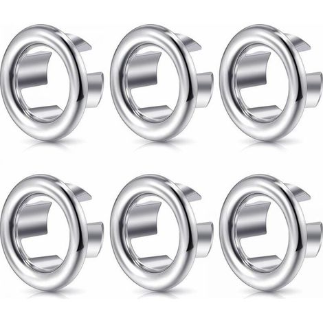 6 Pack Sink Overflow Rings - Decorative Overflow for Kitchen Bathroom Sink - Drain Stopper Cover (1/4)