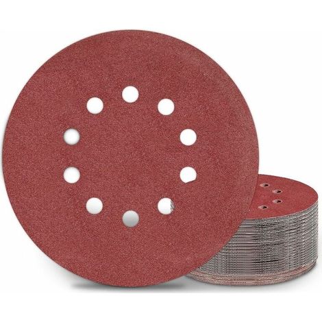Disques abrasifs de ponceuse 225 mm Lot de 25 disques P120 10 trous Pour ponceuses à long cou et meuleuses Matériau alumine (1/5)