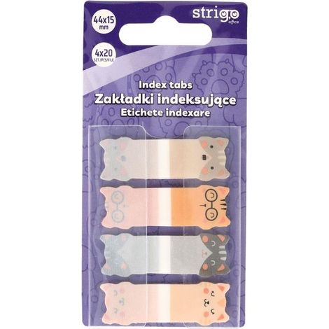 Onglets indexés chats 44 x 15 mm, 80 feuilles