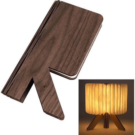Wooden Folding Book Lamp, R-shaped Led Book Light, Usb Rechargeable Table Lamp, Bedside Lamp, Book Light Beautiful Decorative Lamps For Kids Parents H (1/4)