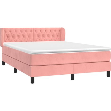 Box Spring Bed with Mattress Pink 140x190 cm Velvet vidaXL