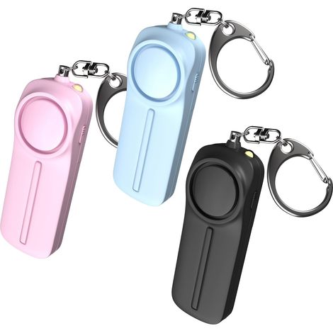 Porte-clés d'alarme personnelle pour femme, alarme d'urgence 130 dB pour personnes âgées vivant seules, enfants - Lot de 3 (1/5)
