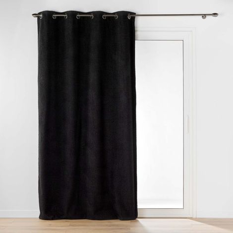 Rideau à Œillets Bouclette "Wooly" 140x240cm Noir (1/5)