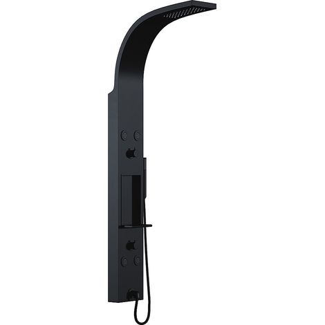 Colonna doccia idromassaggio con ripiani 20 x 140 cm Nero opaco - ROANA