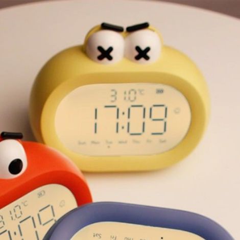 Wecker mit großem Mund für Schüler, intelligenter Countdown-Timer, digitale elektronische Uhr, kreativer LED-Wecker mit Cartoon-Motiv, gelb (1/5)