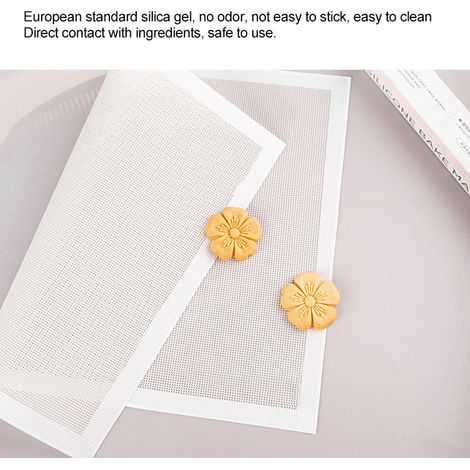 Lot de 1 grand tapis de cuisson en silicone, maillé et respirant, pour refroidir biscuits et pains, idéal pour plaque à pâtisserie. (1/5)