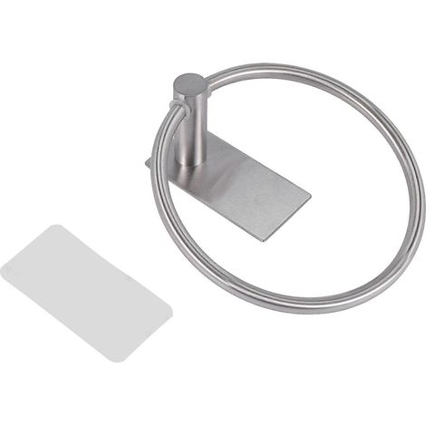 Handtuchring/Handtuchhalter – Selbstklebender runder Handtuchhalter fürs Badezimmer, silberfarbener Edelstahl (1/5)