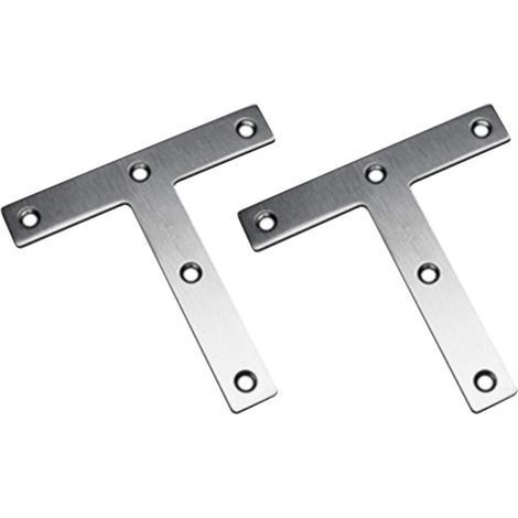 (Set of 2) T-Shaped Assembly Legs, 120 x 120 mm Flat Straight Fixing Brackets, Furniture Fixing Plate, Plated Brackets Repair Stainless Steel Bracket (1/5)