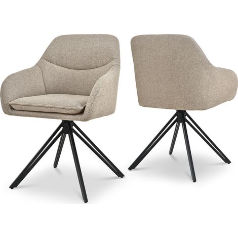 Bon Furni Sillas de Comedor Giratorias 360° de Rombos de tela gris topo, juego de 2