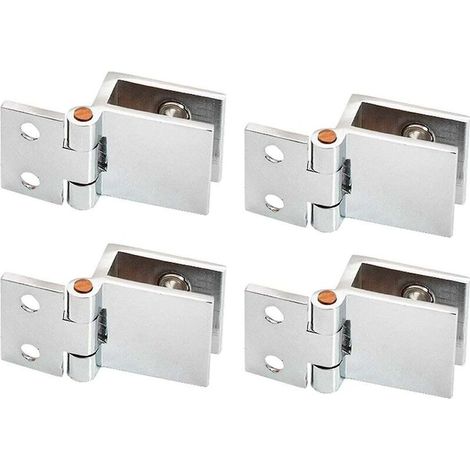 Quincaillerie Charnière en Verre en Alliage,4 Pcs Clip de Porte en Verre Charnière pour Porte en Verre 0 Degrés, Sans Perçage de Verre à Charnière pour Porte en Verre de Meuble de Cuisine Vitrine(Verr (1/5)