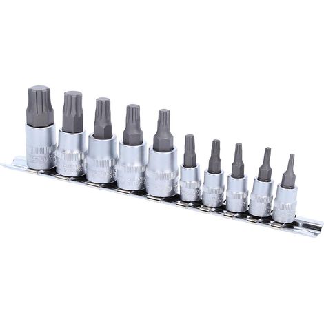 1/4"+3/8" Jeu de douilles tournevis TorxPlus, 10pcs, IP10-IP60 (1/3)