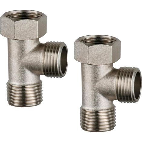 Un ensemble de deux vannes à trois voies, un adaptateur de dérivation de toilette en T à trois voies et un raccord de tuyau à trois voies adapté aux robinets de salle de bain et aux flexibles de douch (1/5)