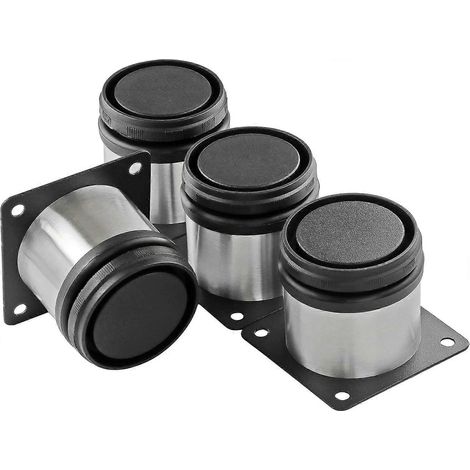 Pieds de meubles en métal de 5 cm (2 pouces), pieds réglables en acier inoxydable, pieds de table argentés, pieds de meuble ronds, adaptés aux tables basses, armoires, bureaux, canapés, étagères, un p (1/5)