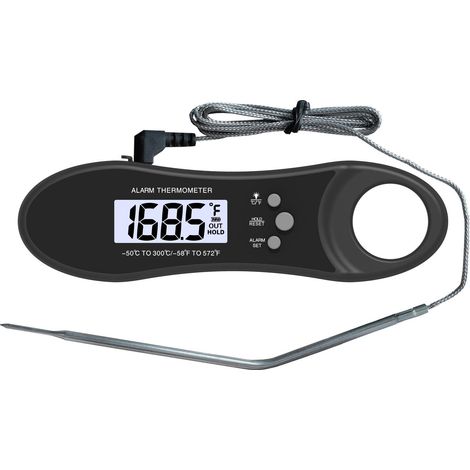 Thermomètre de cuisine rechargeable 2 sondes, lecture instantanée, écran LCD rétroéclairé, arrêt auto, aimant, alarme (1/5)