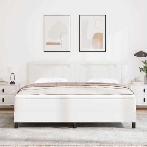 Lit à ressorts avec matelas Blanc 180 x 200 cm Simili cuir (1/5)