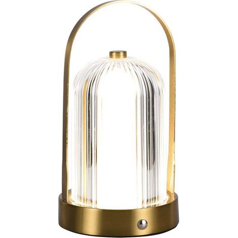 Lámpara de mesa LED recargable V-TAC 1W 120190 dorada, táctil, CCT 3 en 1