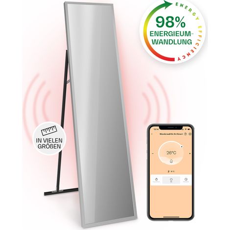 Klarstein Infrarotheizung, Infrarot Spiegelheizung Standgerät, Infrarotheizung mit Thermostat, Heizung mit Erkennung Offener Fenster & App-Control, Heater CO2-Frei, IP24 Infrarot Heizgeräte, 900 W (1/5)