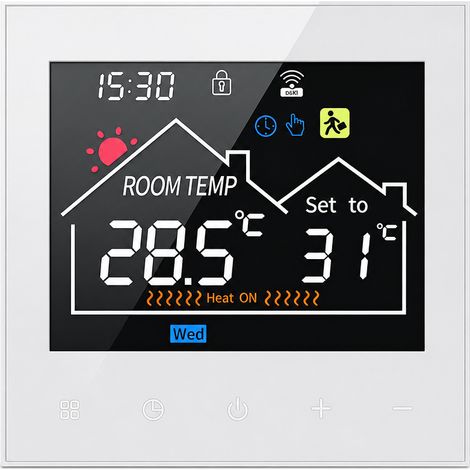 Thermostat de chauffage blanc, 3 A, sans Wi-Fi, pour chauffage hydraulique et chaudière murale (1/5)