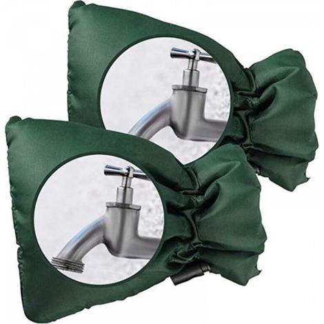 Lot de 2 housses de protection pour robinet extérieur - Protection épaisse pour robinet extérieur contre le gel - Imperméable - Vert (1/5)