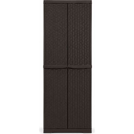 MOBILETTO IN POLIPROPILENE 4 RIPIANI IN RATTAN H.178- L cm. 65 x P cm. 45 Wengè- TRIOP- pezzi 1 (1/4)
