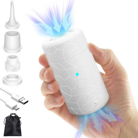Inflador de colchón eléctrico de 4000 mAh, bomba de vacío portátil 2 en 1, bomba pequeña con 4 boquillas de aire y bolsa de almacenamiento.