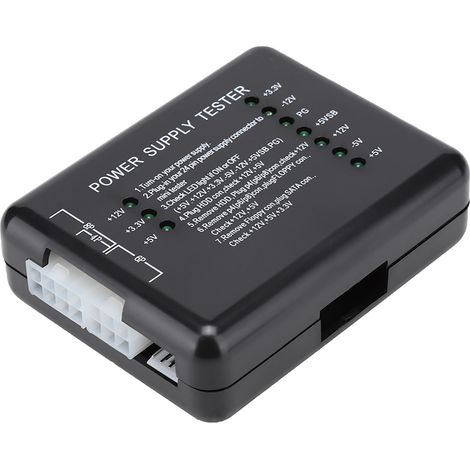 Schwarzer 24-poliger PC-Netzteiltester, kompatibel mit Netzteilen/ATX/SATA/HDDs, mit Kontrollleuchte (1/5)