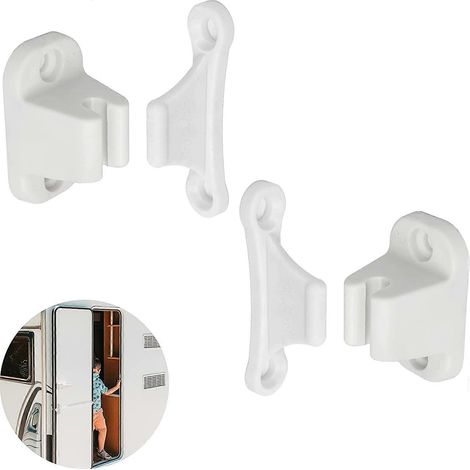 Loquet de porte pour caravane et camping-car, lot de 2, serrure blanche, porte de service et de rangement (1/5)