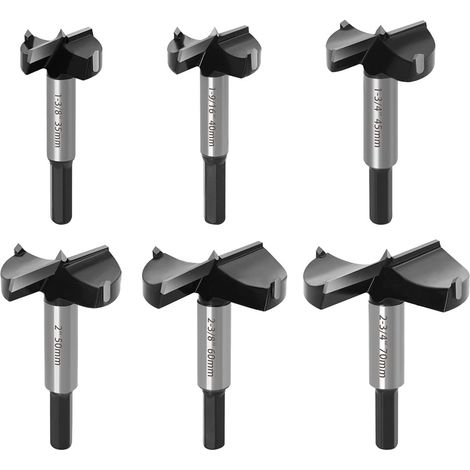 Forstner Lot de 6 forets Forstner en acier tungstène avec pointe de centrage, forets à bois et bois dur, 35 mm, 40 mm, 45 mm, 50 mm, 60 mm, 70 mm (1/5)