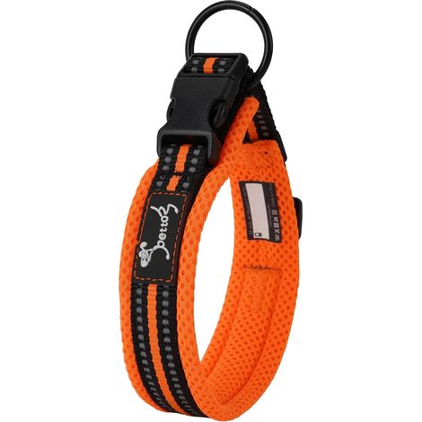 Collier Chien, Réfléchissant, Réglable, Rembourré (Orange S) (1/5)