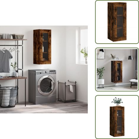 Armoire murale chêne fumé 34,5x34x90 cm - Armoire Murale - Meuble De Rangement - Armoire Suspendu - Buffet - Étagère Murale (1/5)