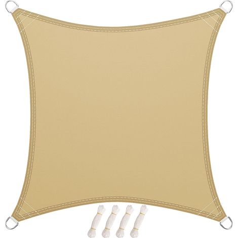 1 Voile D'Ombrage Carré 4x4m, Polyester Résistant Uv, Anneaux Inox, Pour Jardin Terrasse Piscine (1/5)