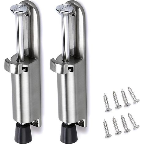 2 Stück Türstopper Türhalter Stopper Edelstahl Türblock mit Gummi (Silber)