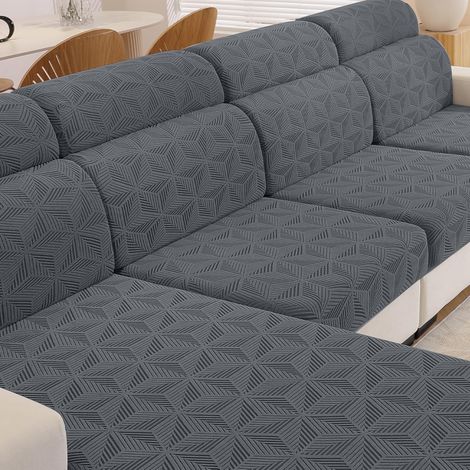 Funda elástica antideslizante para cojín de sofá (tres plazas - largo 150-230 cm, ancho 50-75 cm, gris) (1/5)
