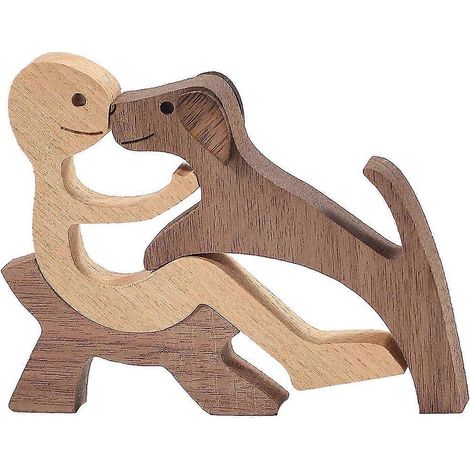 Handmade Wooden Statue, Puppy Wooden Carving Ornaments-- (1/5)