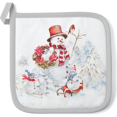 Manique de cuisine bonshommes de neige 20 x 20 cm