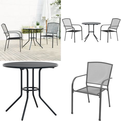 Sedie da Cucina Impilabili 3 pz Antracite in Acciaio Verniciato - Sedie da giardino - Sedie impilabili