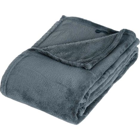 Plaid Polaire "Microfibre" 125x150cm Bleu Orage (1/4)