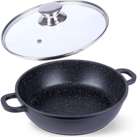 Sartén de granito con tapa de cristal GRANDE 24 cm (1/5)