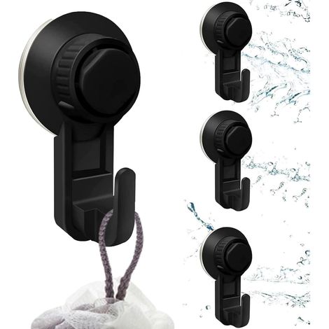 Lot de 4 crochets ventouse sans perçage Crochets muraux auto adhésifs pour salle de bain, cuisine, bureau, installation facile. (1/5)