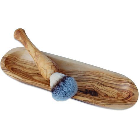 Grande Étagère de Salle de Bain en Bois d'Olivier pour Accessoires de Toilette 30 cm - PANGIVO (1/2)