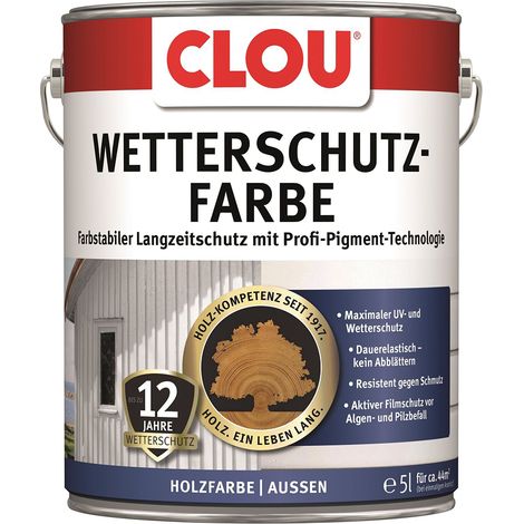 Clou Wetterschutzfarbe 5,0 Ltr. schokobraun Holzschutzfarbe für Aussen (1/2)