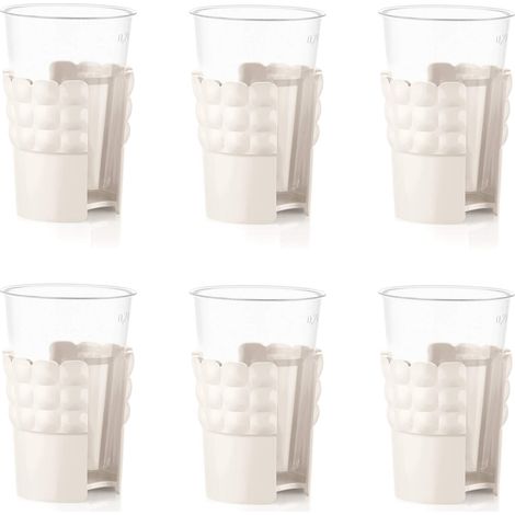 Guzzini - Tiffany, Set di 6 Portabicchieri Universali - Bianco Latte, 13,4 x 8 x h16,5 cm -199700156 (1/4)
