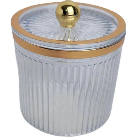 Organisateur de cosmétiques, boîte de rangement pour outils de maquillage, pot porte-cotons pour coiffeuse-White (1/5)