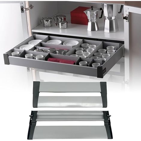 Elément de Remplacement Tiroirs DELINIA Leroy Merlin pour Meubles de Salle de Bain et Cuisine à Extraction Totale (Façade Haute 550 mm.)