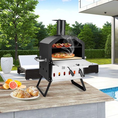 Horno para pizza de 2 capas con parrilla piedra para pizza pala para pizza y cubierta impermeable