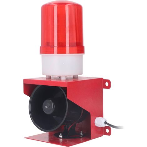 Sirène D'alarme Industrielle, Sirène D'alarme Sonore et Lumineuse de 115 DB avec Lumière Stroboscopique, Sirène Extérieure étanche, Alarme de sécurité, Klaxon, Sirène D'alarme
