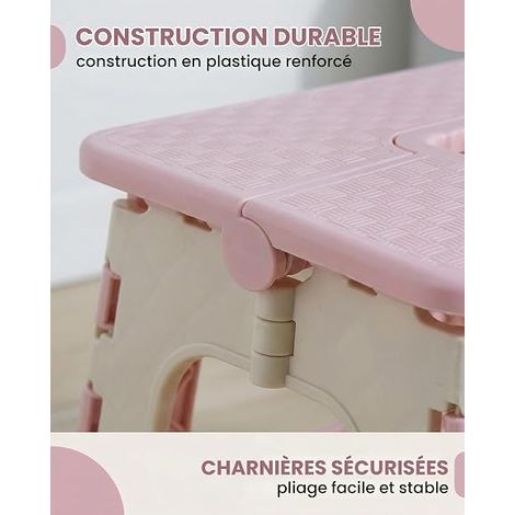 Folding Stool 20 cm, Folding Step Stool 75 kg Capacity, Lightweight and Compact for Kitchen, Bathroom, Gardening (Pink) (1/2)