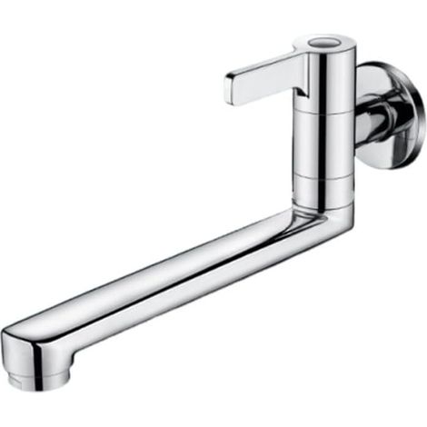 Robinet d'évier de cuisine froide à fixation murale, robinet d'eau froide rotatif à poignée unique, pour intérieur et extérieur (20 cm) (1/5)